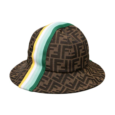 FENDI Kids Colorful Monogram Patchwork Bucket Hat. JUP009-AF11-F1CWP