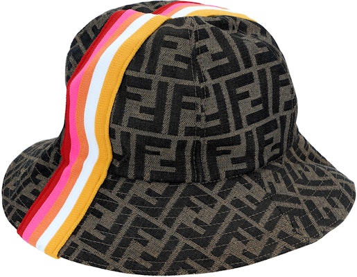 FENDI Kids Cotton Bucket Hat FF Monogram Red Yellow White Striped Design. JUP009-AF11-F1CWQ Buy FENDI Kids Cotton Bucket Hat FF Monogram Red Yellow White Striped Design. JUP009-AF11-F1CWQ