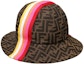 Lookbook FENDI Kids Cotton Bucket Hat FF Monogram Red Yellow White Striped Design. JUP009-AF11-F1CWQ