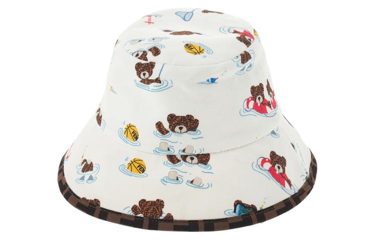 FENDI Kids Reversible Bucket Hat White Polyamide Polyester Material. BUP061AMRMF0ZA0