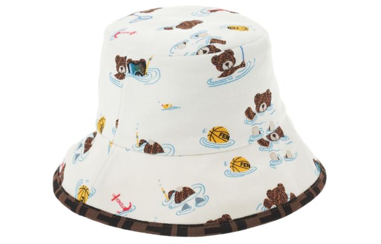Shop Topi Baldi Boleh Balik FENDI Kids Putih Bahan Poliamida Poliester. BUP061AMRMF0ZA0