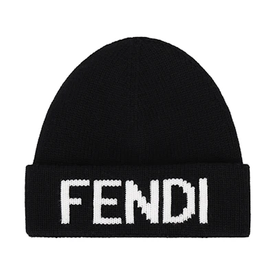 FENDI Knit Wool Beanie with Logo - Unisex Hat FXQ056AI4FF0ZE7
