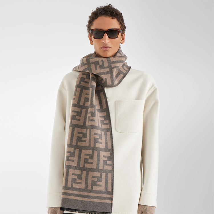 FENDI Large FF Pattern Wool Scarf for Men. FXS424A3Q1F0JJ4 圖 5