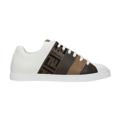 Fendi Leather 'FF Logo Side Striped - White'