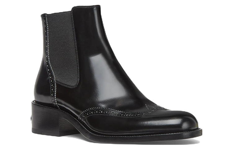 Fendi Leather Brogue Chelsea Boots 'Black' 圖 2