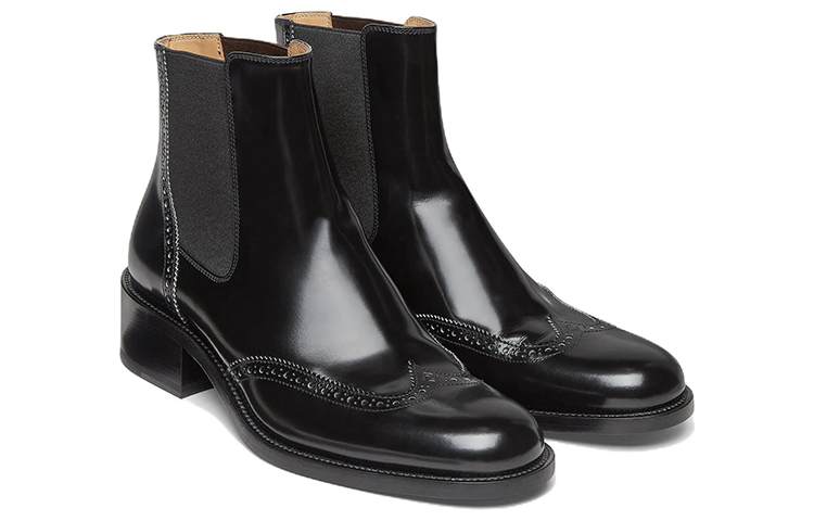 Fendi Leather Brogue Chelsea Boots 'Black' 圖 3