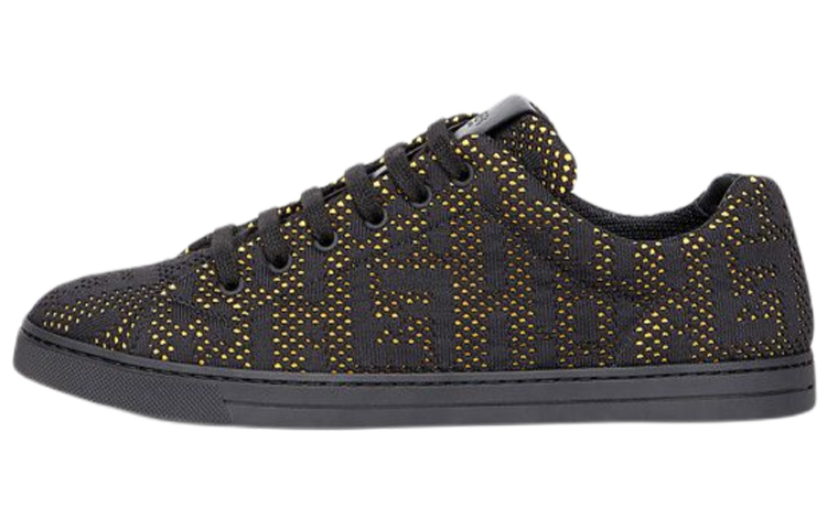 Fendi Leather Canvas Low-Top Lace-Up Sneakers 'Black Fashion'