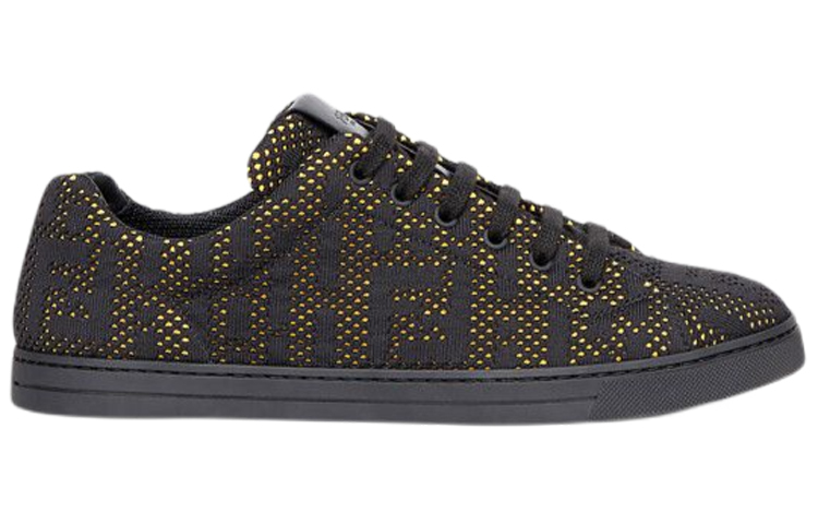 Fendi Leather Canvas Low-Top Lace-Up Sneakers 'Black Fashion' 圖 2