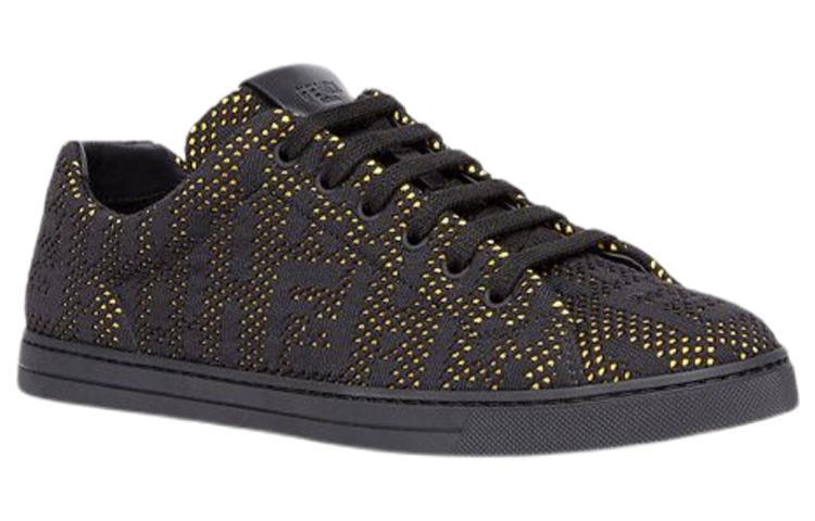 Fendi Leather Canvas Low-Top Lace-Up Sneakers 'Black Fashion' 圖 3