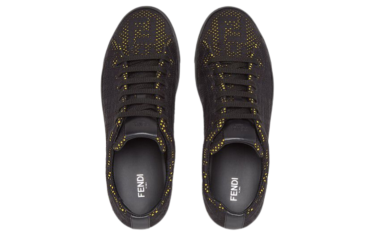 Fendi Leather Canvas Low-Top Lace-Up Sneakers 'Black Fashion' 圖 4