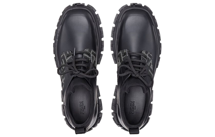 Shop Fendi Leather Lace-Up 'Black FF Embossed' 7L1459ADMKF1DV5