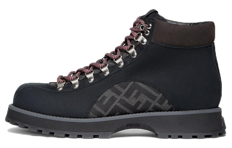 Fendi Leather Lace-Up Round Toe Fashion Ankle Boots 'Dark Grey' 7U1577ALIPF1JF9