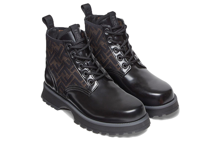 Shop Fendi Leder-Schnürstiefel Kurz ''Schwarz Mode'' 7U1574ALIQF0HEB