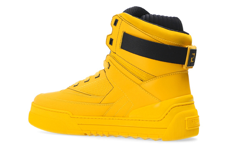 Fendi Leather Lace-Up Sneaker 'Yellow Fashion' 圖 4