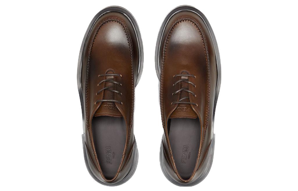 Fendi Leather Lace-Up Sneakers 'Brown' 圖 4