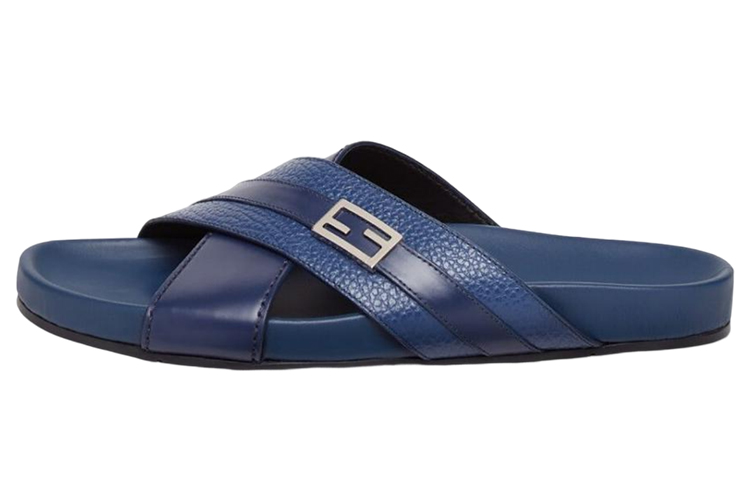 Fendi Leather Logo Slide 'Blue'