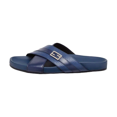 Fendi Leather Logo Slide 'Blue'