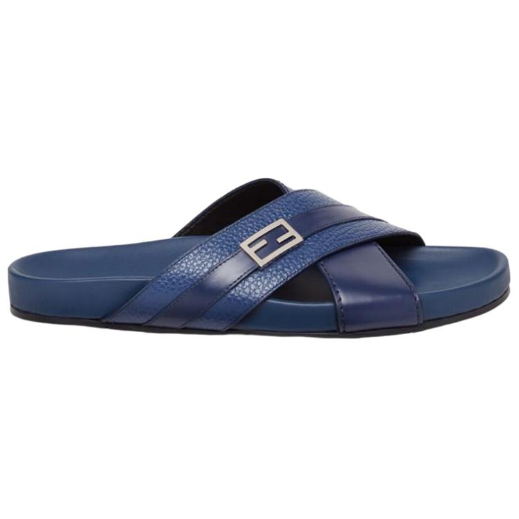 Fendi Leather Logo Slide 'Blue' 圖 2