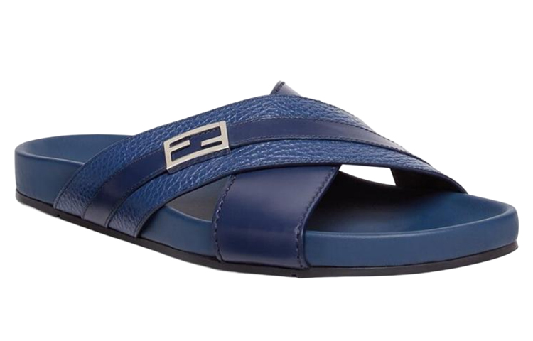 Fendi Leather Logo Slide 'Blue' 圖 3