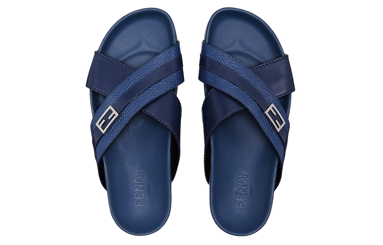 Fendi Leather Logo Slide 'Blue' 圖 4
