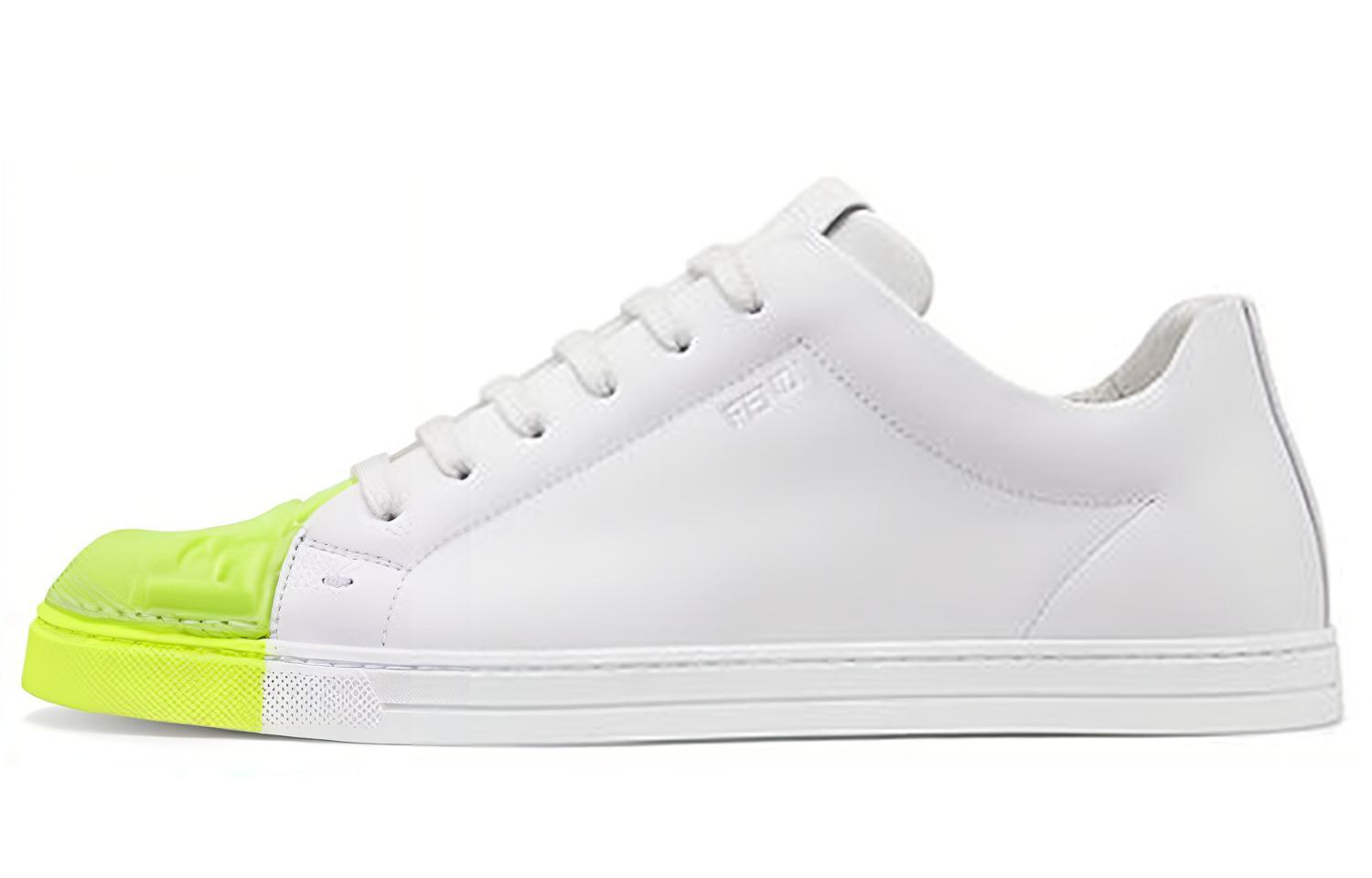 Fendi Leather Low-Top Lace-Up Sneaker 'White Green'