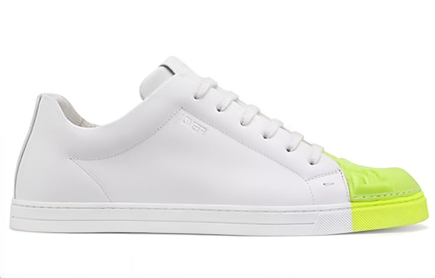 Fendi Leather Low-Top Lace-Up Sneaker 'White Green' 圖 2