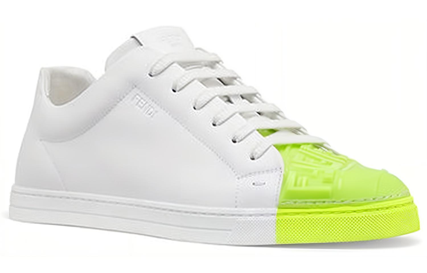 Fendi Leather Low-Top Lace-Up Sneaker 'White Green' 圖 4