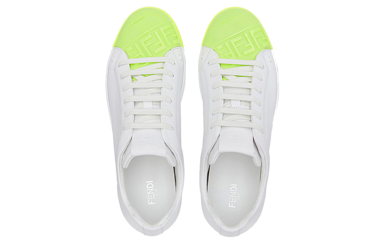 Fendi Leather Low-Top Lace-Up Sneaker 'White Green' 圖 5