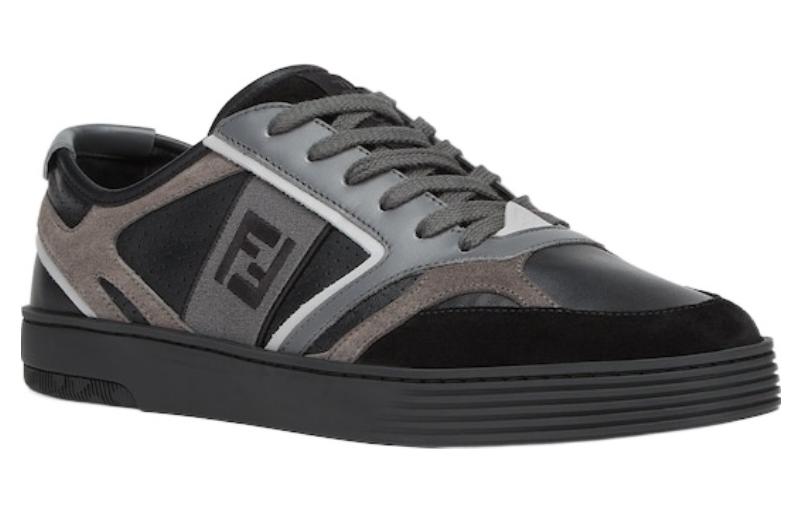 Fendi Leather Low-Top Lace-Up Sneakers 'Black' 圖 2