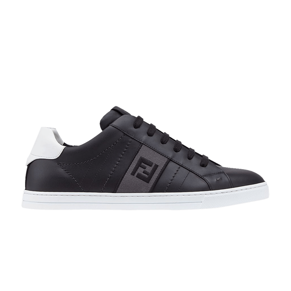 Buy 芬迪黑色皮革低帮鞋 7E1166-A3XL-F16OK