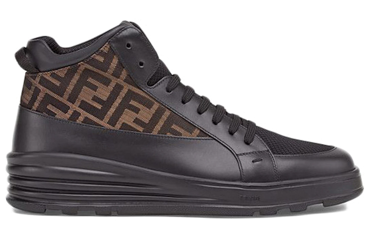 Order Fendi Leren Mid-Top Sneaker ''Zwart'' 7E1315A9SAF18SA