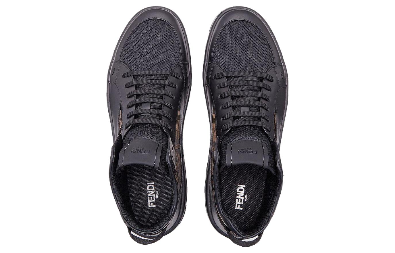 Shop Fendi Leren Mid-Top Sneaker ''Zwart'' 7E1315A9SAF18SA