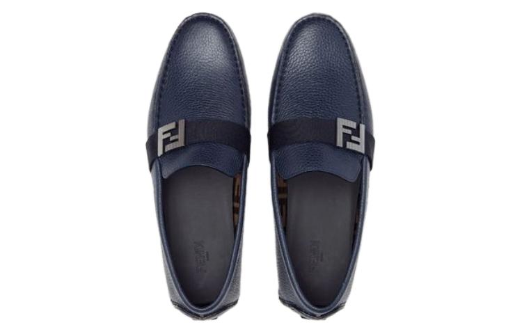 Fendi Leather Slip-On Loafers 'Blue' 圖 3