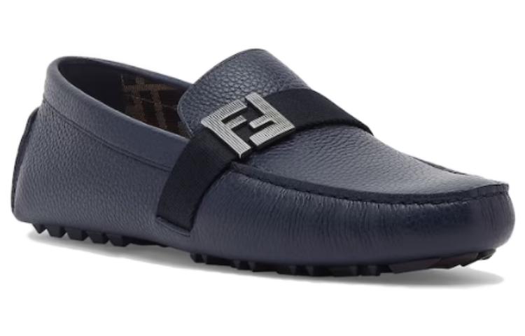 Fendi Leather Slip-On Loafers 'Blue' 圖 4
