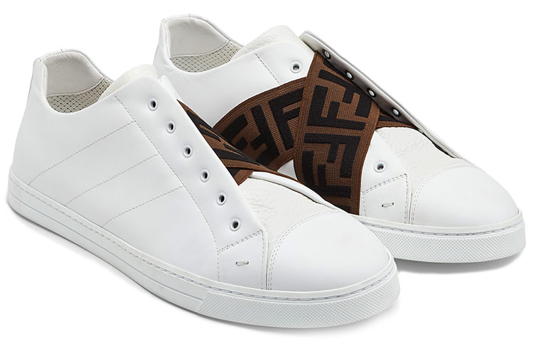 Order Fendi Zapatillas de Cuero Blancas y Marrones 7E1198A5JPF150F