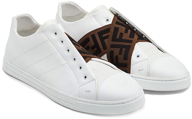 Fendi Leather Slip Ons White Brown 7E1198A5JPF150F Order Fendi Leather Slip Ons White Brown 7E1198A5JPF150F