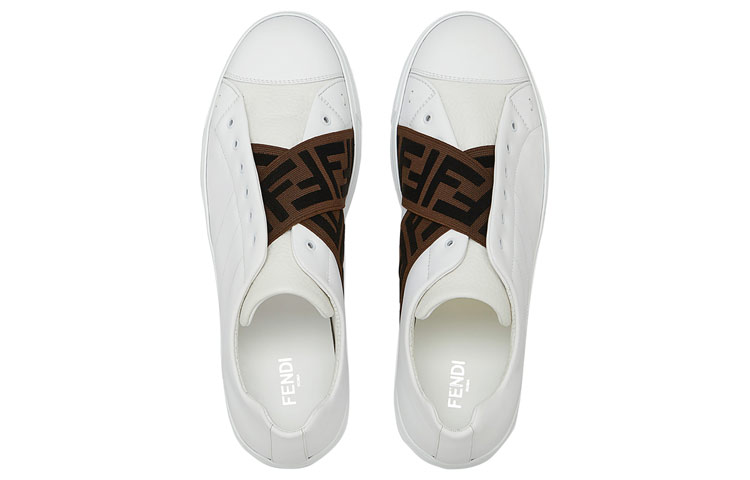 Lookbook Fendi Zapatillas de Cuero Blancas y Marrones 7E1198A5JPF150F