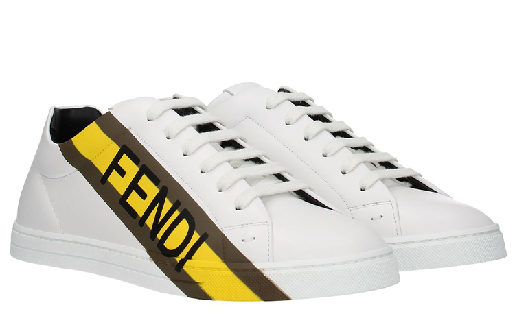 Fendi Leather Sneaker 'Fendi Logo - White Yellow' 圖 2