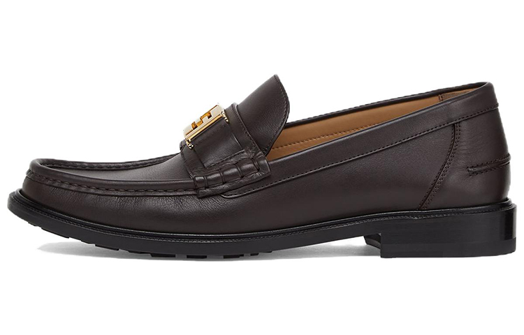 Fendi Leather Square-Toe Sneakers 'FF Pattern Brown'