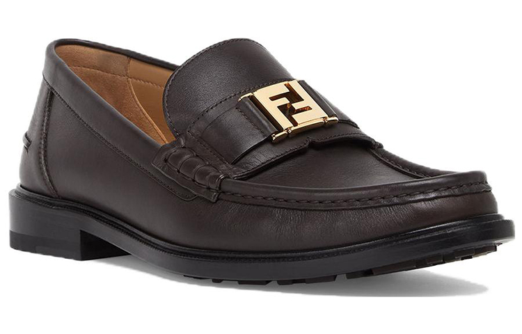 Fendi Leather Square-Toe Sneakers 'FF Pattern Brown' 圖 2