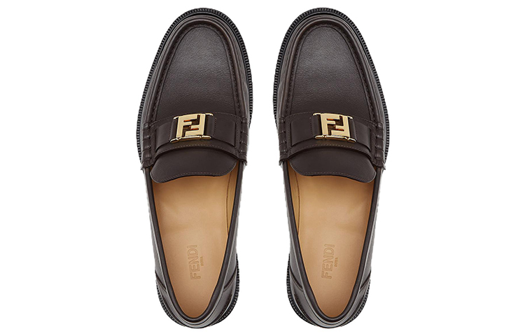 Fendi Leather Square-Toe Sneakers 'FF Pattern Brown' 圖 3