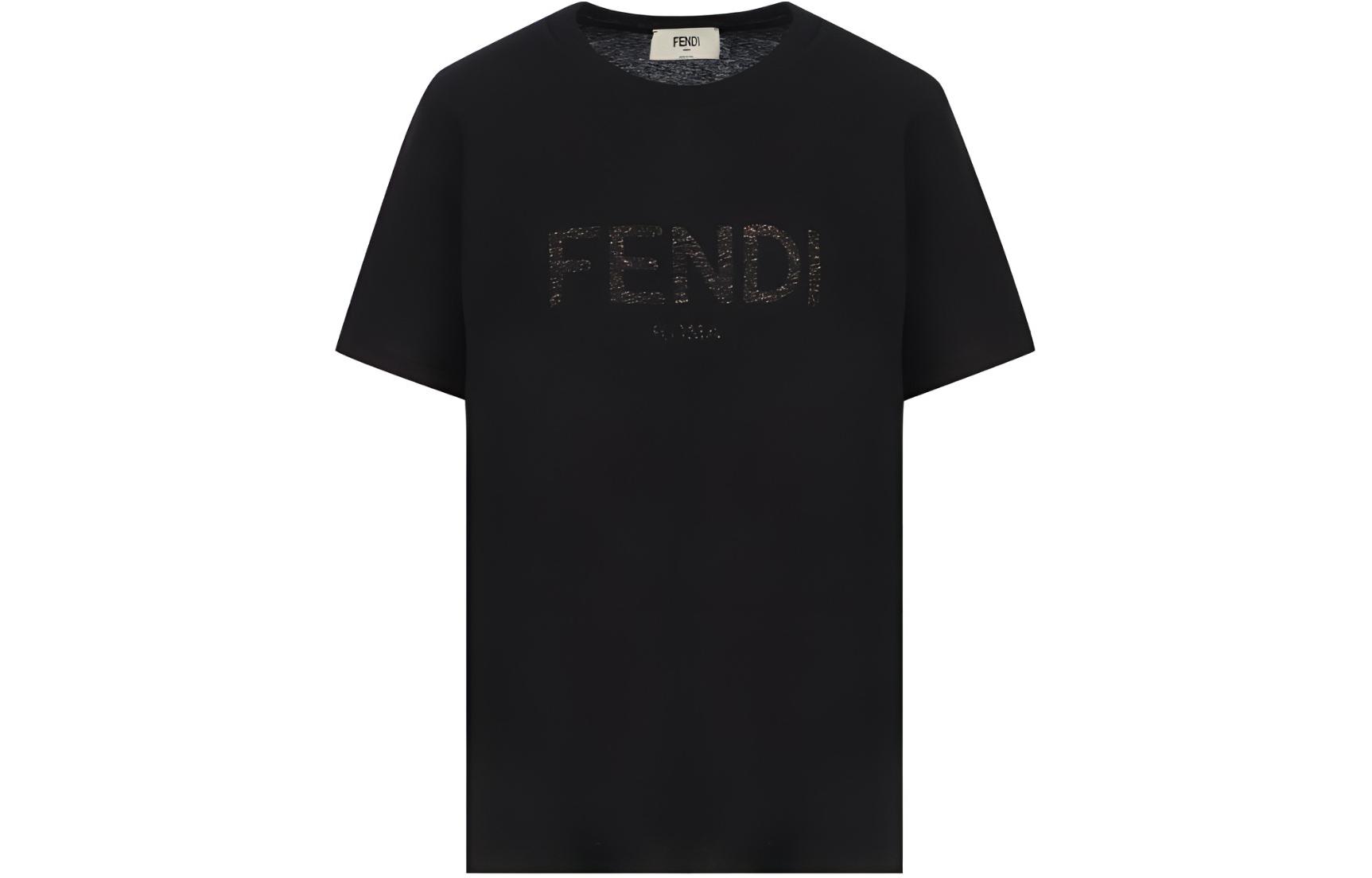 Order FENDI Letter Print Short Sleeve Regular T-Shirt SS23  Black FS9599AQ9AF0GME