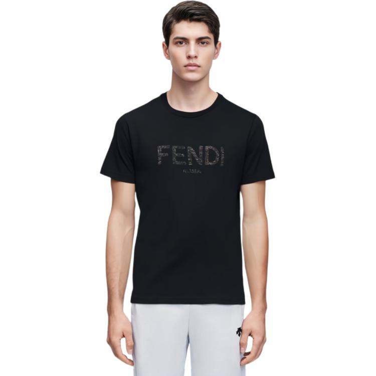 Purchase FENDI Letter Print Short Sleeve Regular T-Shirt SS23  Black FS9599AQ9AF0GME