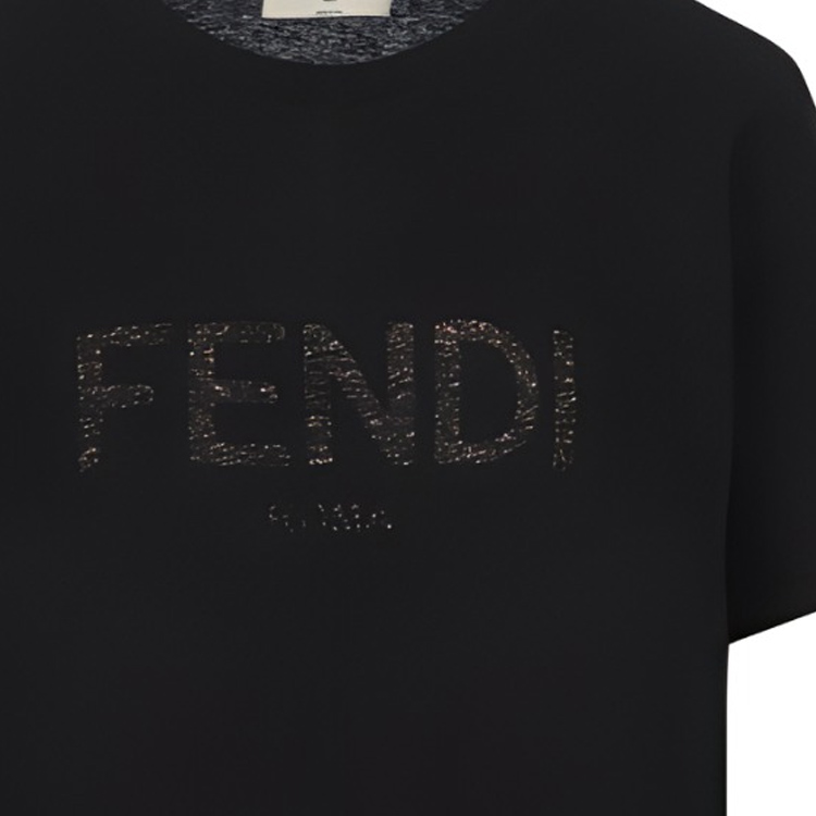 Details for FENDI Letter Print Short Sleeve Regular T-Shirt SS23  Black FS9599AQ9AF0GME
