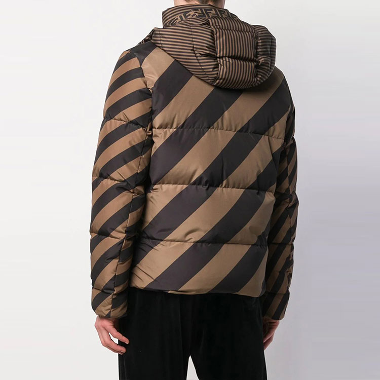 Details for FENDI 深棕色字母條紋印花連帽羽絨外套 FAA582A79OF13IZ