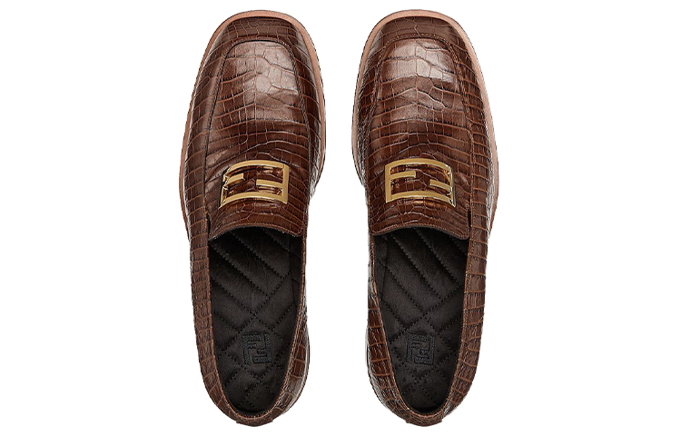 Fendi Loafer Flat 'Leather Logo Brown' 圖 4