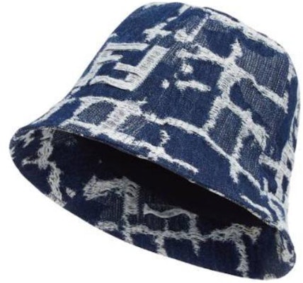 FENDI Logo Cotton Linen Blue Bucket Hat for Men. FXQ431ARGFF0RBB Buy FENDI Logo Cotton Linen Blue Bucket Hat for Men. FXQ431ARGFF0RBB