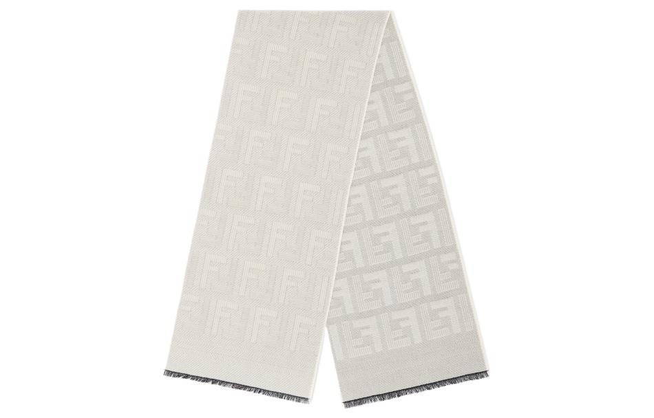 FENDI Logo Design Wool Scarf for Men in Gray. FXS124APW4F0QD3