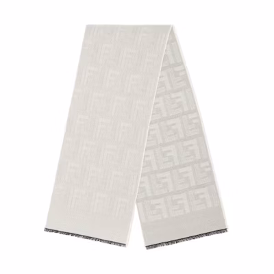 FENDI Logo Design Wool Scarf for Men in Gray. FXS124APW4F0QD3