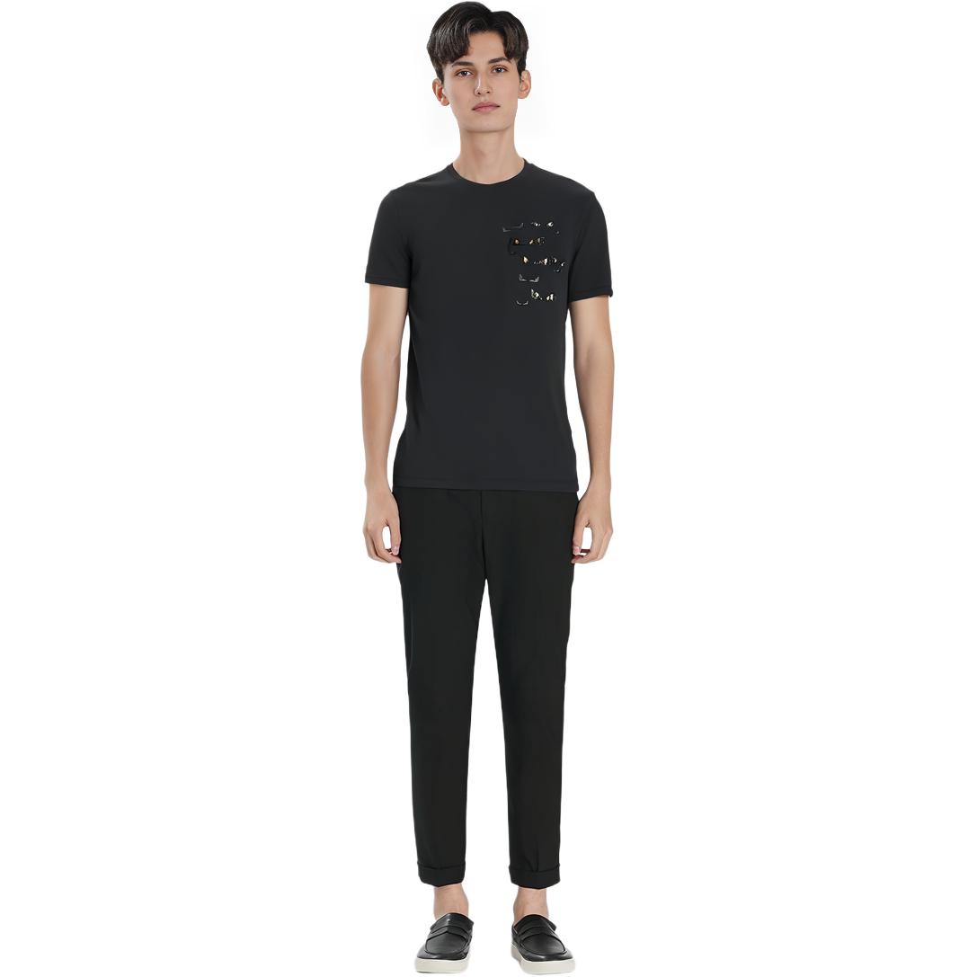 FENDI Logo Graphic Crewneck Short Sleeve Regular T-Shirt Black. FY0894ACNGF0QA1 圖 4